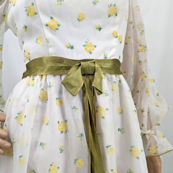 Vintage 70s Montgomery Ward Dress Prairie Gown Floral Velvet Cottage Southern 4 - Picture 13 of 16